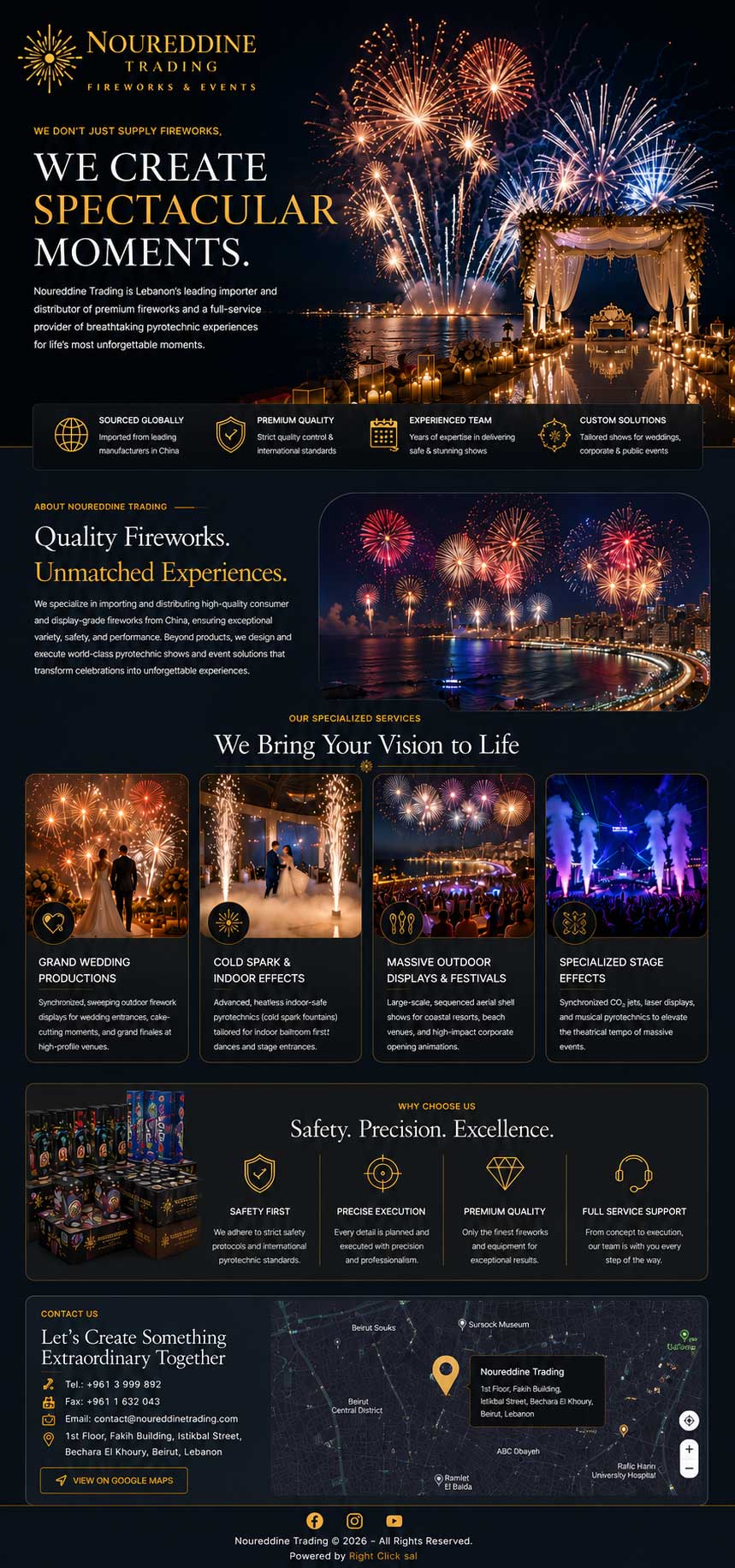 Noureddine Trading - Lebanon's leading fireworks importer and pyrotechnics provider for weddings, corporate events and festivals
